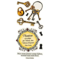 Feinkontur-Stempel, einzelne Motive auf Trägerfolie, Schlüssel & Sprüche