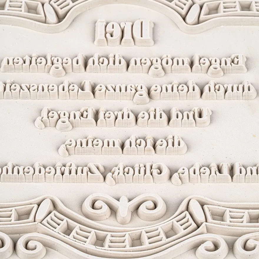 Feinkontur-Stempel, einzelne Motive auf Trägerfolie, Sprüche mit Rahmen
