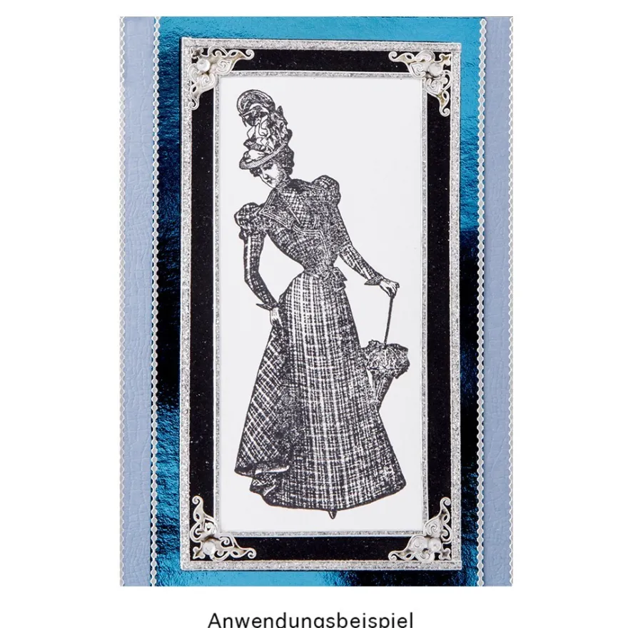 Feinkontur-Stempel, Motive auf Trägerfolie, Vintage Fashion