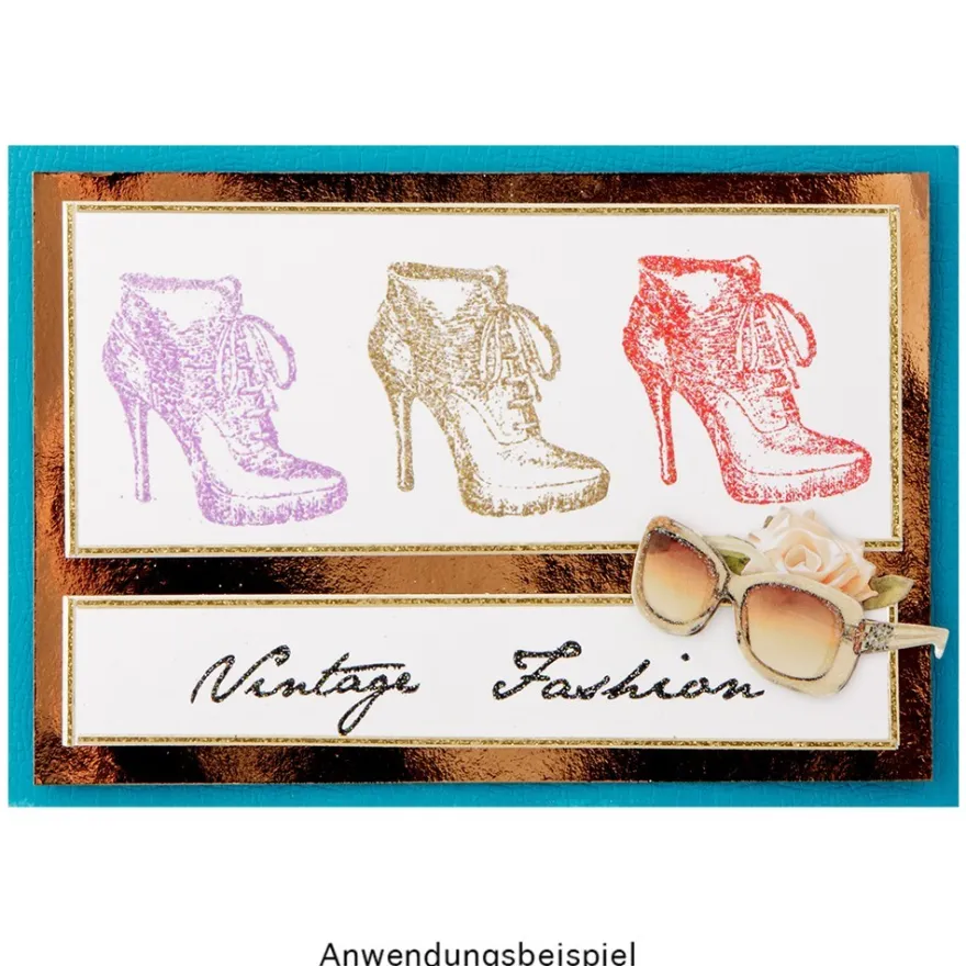 Feinkontur-Stempel, Motive auf Trägerfolie, Vintage Fashion