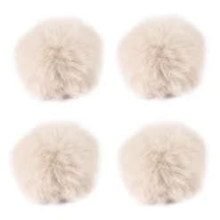 Fell-Pompons, Ø 8cm, beige, 4 Stück