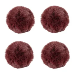 Fell-Pompons, Ø 8cm, dunkelrot, 4 Stück