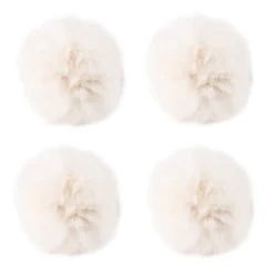 Fell-Pompons, Ø 8cm, naturweiß, 4 Stück