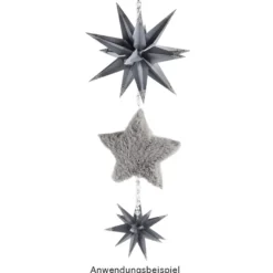 Fell-Sterne, Ø 11cm, grau, 2 Stück