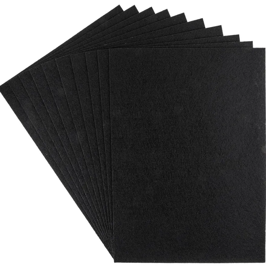 Filz, DIN A4, Stärke: 1mm, schwarz, selbstklebend, 10 Bogen