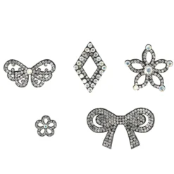 Filzornamente mit Strass-Steinen, 5 versch. Designs & Größen, schwarzer Filz, 35 Stück
