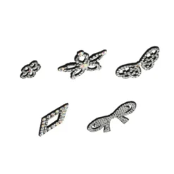 Filzornamente mit Strass-Steinen, 5 versch. Designs & Größen, schwarzer Filz, 35 Stück