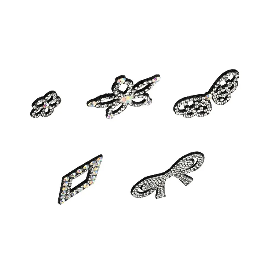 Filzornamente mit Strass-Steinen, 5 versch. Designs & Größen, schwarzer Filz, 35 Stück