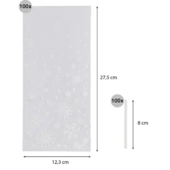Flachbeutel, Eiskristalle, 12,3cm x 27,5cm, 23µ, inkl. Verschlüsse, lebensmittelecht, 100 Stück