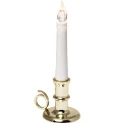 Flackernde LED-Stabkerze in goldenem Ständer, 20 cm hoch