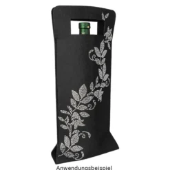 Flaschentasche aus Filz, 17cm x 40cm, mit Tragehenkel, schwarz