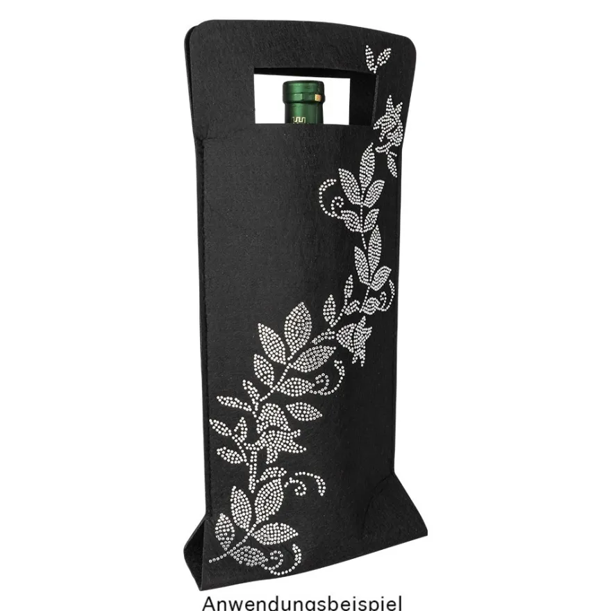 Flaschentasche aus Filz, 17cm x 40cm, mit Tragehenkel, schwarz