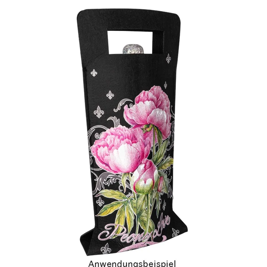 Flaschentasche aus Filz, 17cm x 40cm, mit Tragehenkel, schwarz