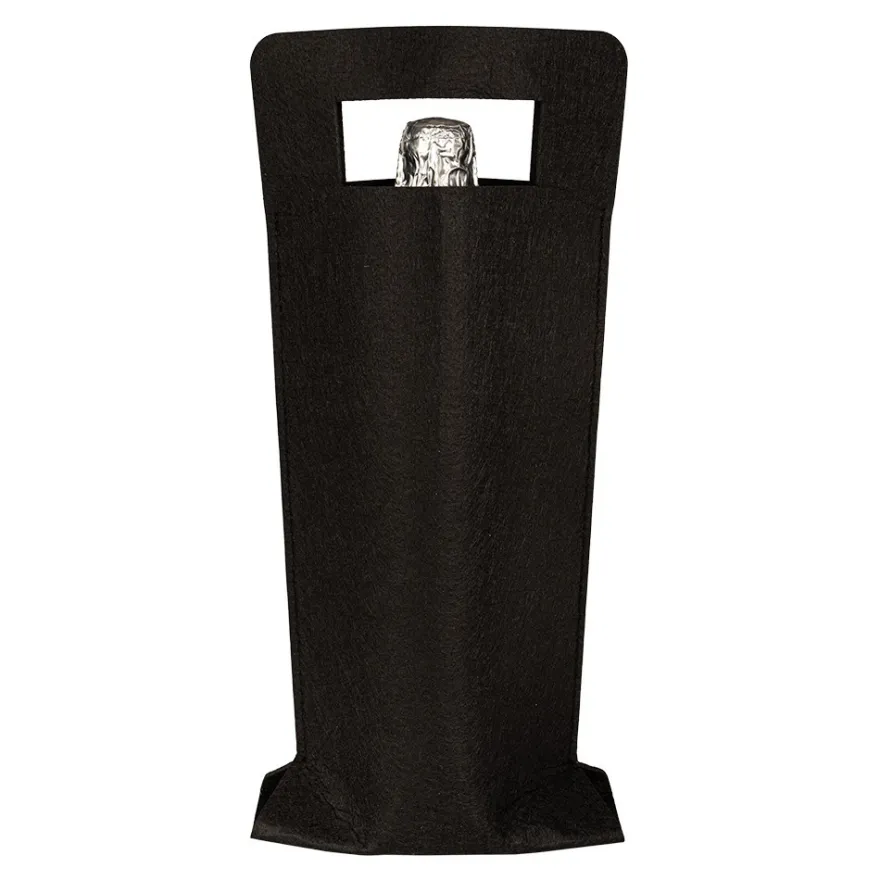 Flaschentasche aus Filz, 17cm x 40cm, mit Tragehenkel, schwarz