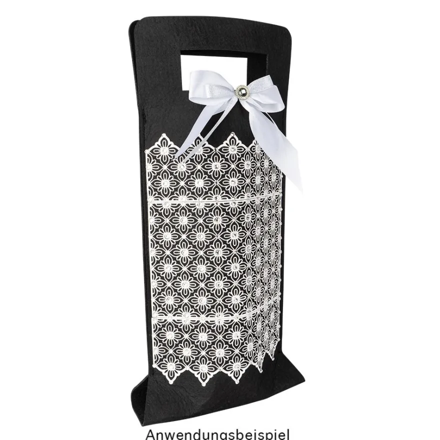 Flaschentasche aus Filz, 17cm x 40cm, mit Tragehenkel, schwarz
