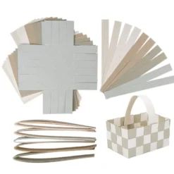 Flechtkörbe aus Papier, zum Selberflechten, 12cm x 8cm x 6,5cm, Naturtöne, 10 Stück