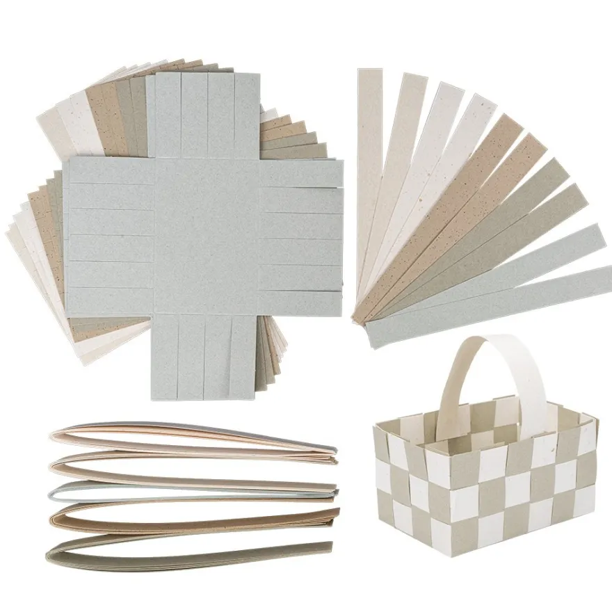Flechtkörbe aus Papier, zum Selberflechten, 12cm x 8cm x 6,5cm, Naturtöne, 10 Stück
