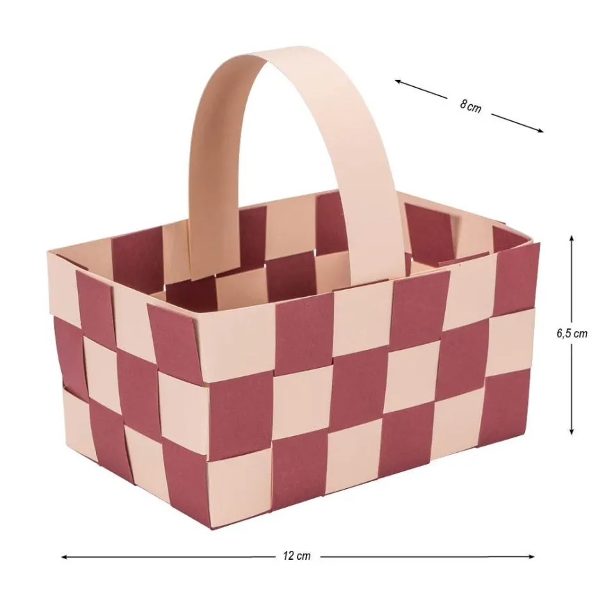 Flechtkörbe aus Papier, zum Selberflechten, 12cm x 8cm x 6,5cm, Pink- & Rottöne, 10 Stück