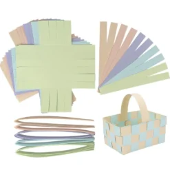 Flechtkörbe aus Papier, zum Selberflechten, 12cm x 8cm x 6,5cm, Pastelltöne, 10 Stück
