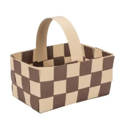 Flechtkörbe aus Papier, zum Selberflechten, 12cm x 8cm x 6,5cm, Braun-,Grau-,Beigetöne, 10 Stück
