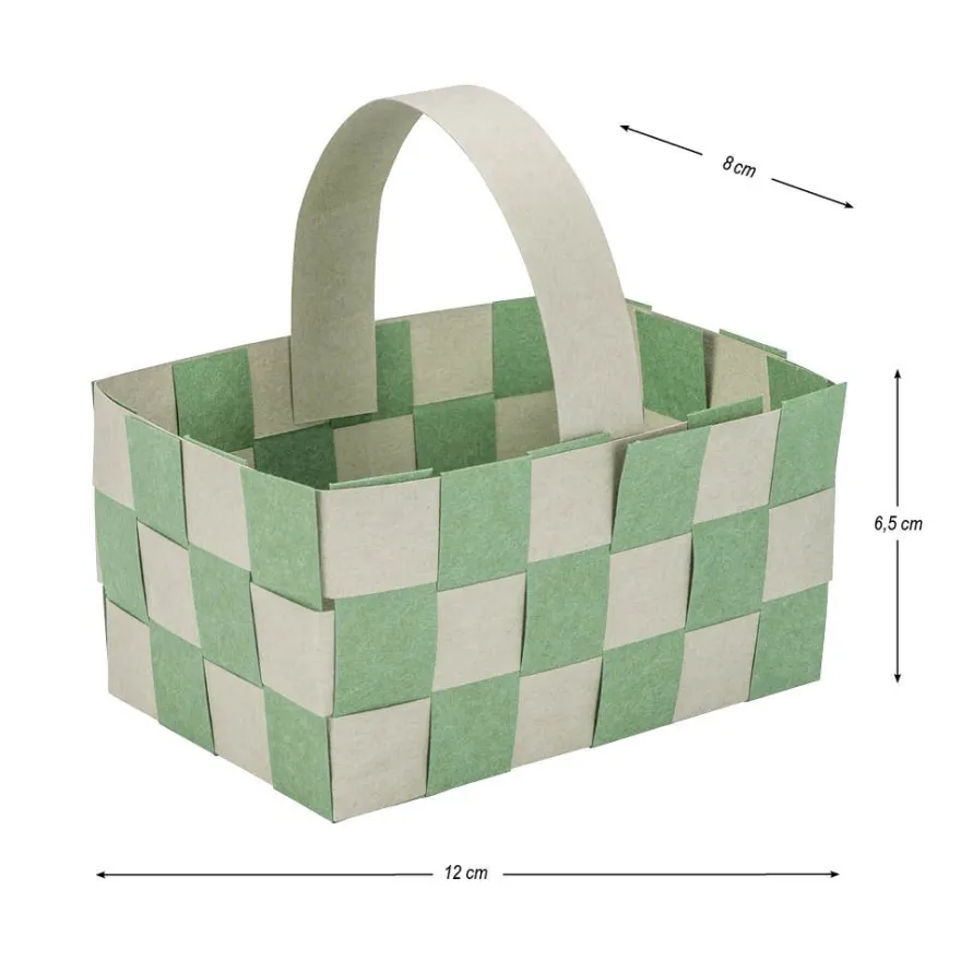 Flechtkörbe aus Papier, zum Selberflechten, 12cm x 8cm x 6,5cm, Grün-,Braun-,Grautöne, 10 Stück