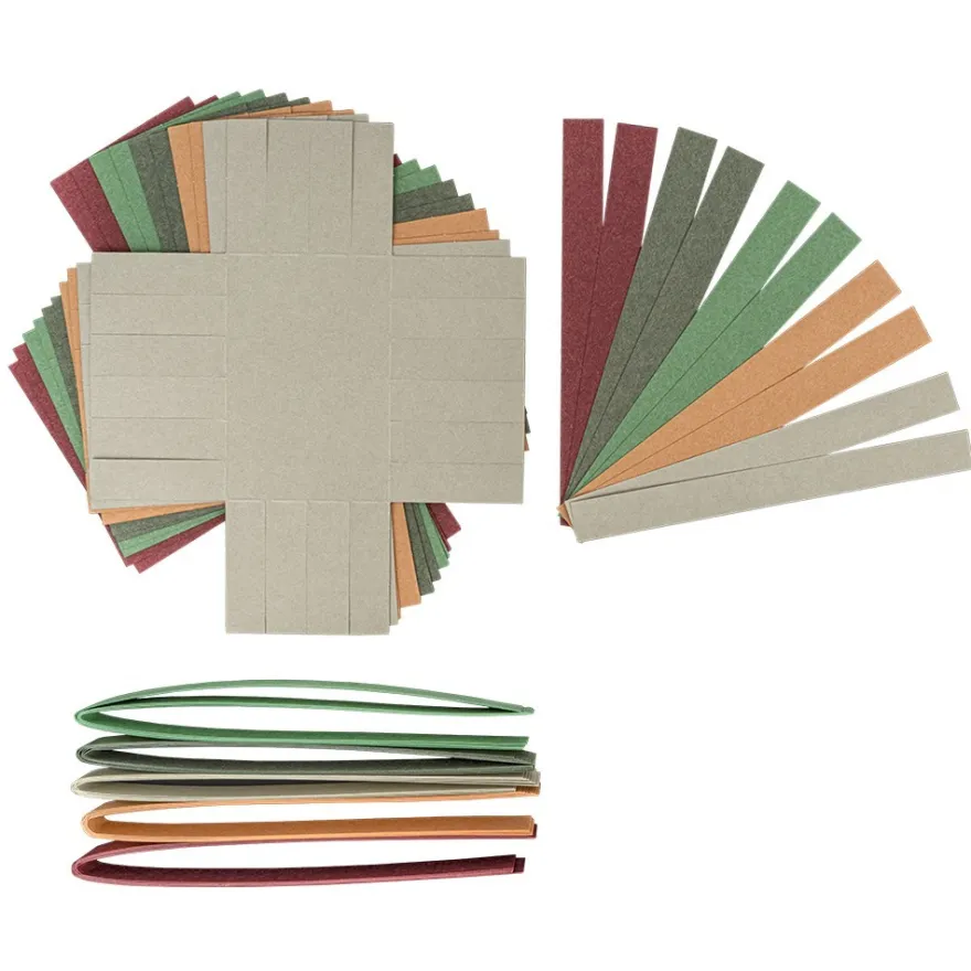 Flechtkörbe aus Papier, zum Selberflechten, 12cm x 8cm x 6,5cm, Grün-,Braun-,Grautöne, 10 Stück