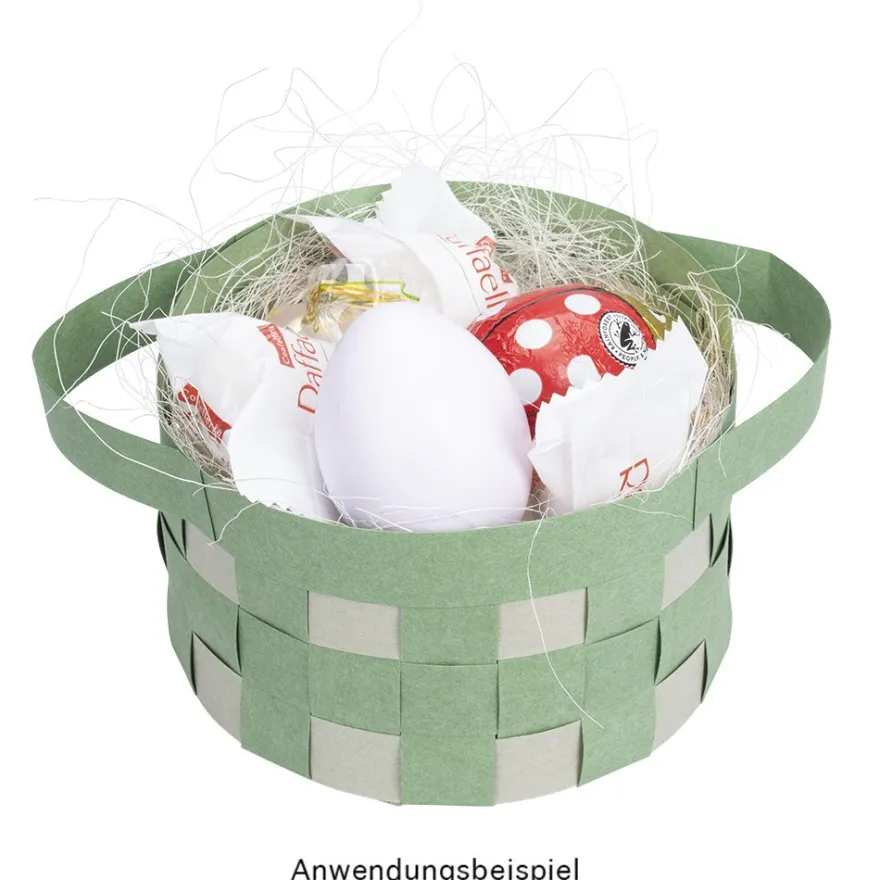 Flechtkörbe aus Papier, zum Selberflechten, 12cm x 8cm x 6,5cm, Grün-,Braun-,Grautöne, 10 Stück