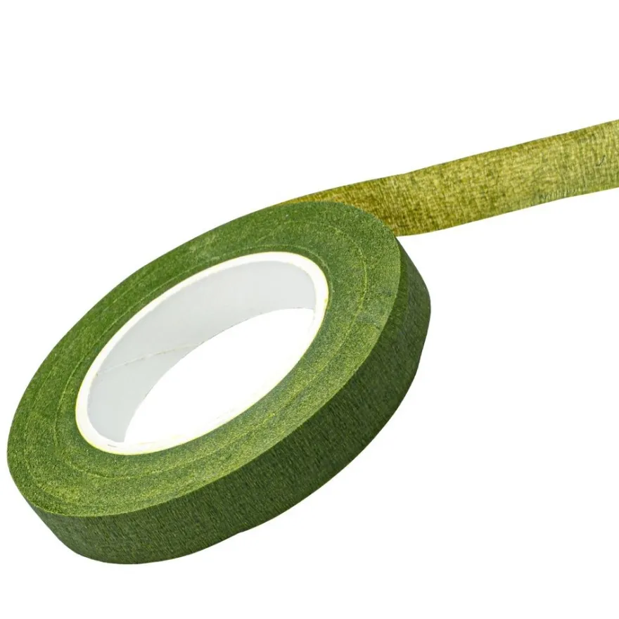 Floristik-Kreppband, 1,1cm breit, 30m lang, grün, selbsthaftend, elastisch