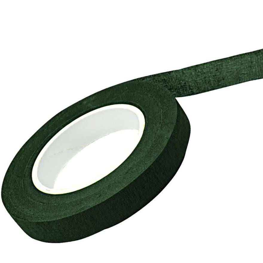 Floristik-Kreppband, 1,1cm breit, 30m lang, dunkelgrün, selbsthaftend, elastisch