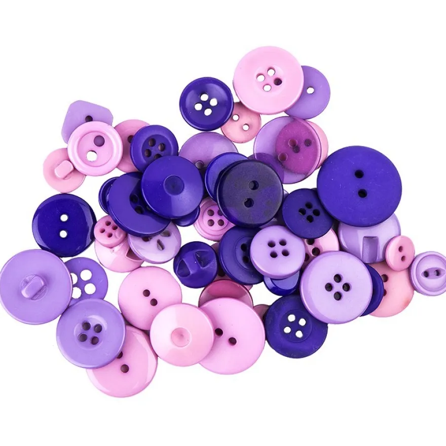 Folia Knöpfe-Mix, lila/rosa/violett, Ø 9-25mm, 30g