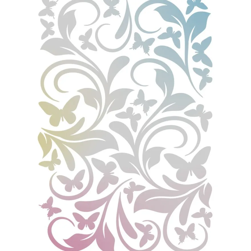 Folien-Bügeltransfer, Ornamente & Schmetterlinge, DIN A4, silber
