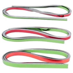 Folienstreifen, 3 Größen (5mm, 7mm, 10mm), 54cm lang, Spiegel-Optik, rot & grün, 150 Stück