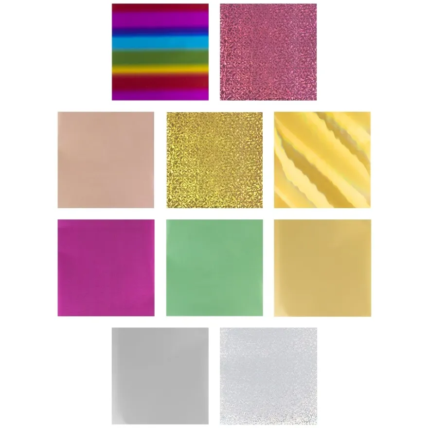 Gel-Klebetransfers & Metallic-Transferfolien, Blätter, 10cm x 30cm, 10 Bogen