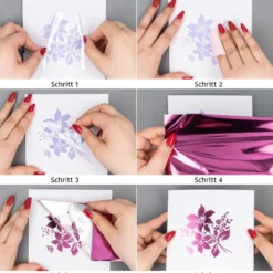 Gel-Klebetransfers & Metallic-Transferfolien, Blätter, 10cm x 30cm, 10 Bogen