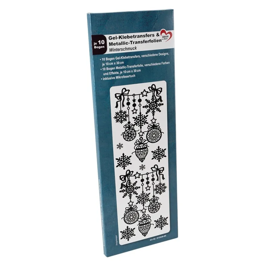 Gel-Klebetransfers & Metallic-Transferfolien, Winterschmuck, 10cm x 30cm, 10 Bogen