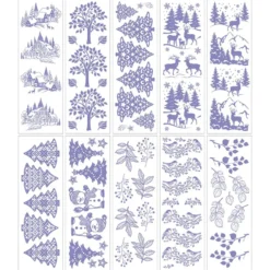 Gel-Klebetransfers & Metallic-Transferfolien, Winterliche Szenen, 10cm x 30cm, 10 Bogen