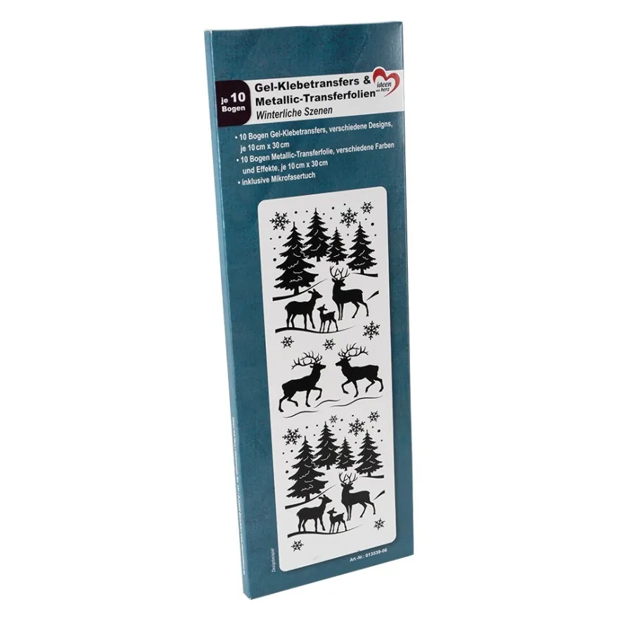 Gel-Klebetransfers & Metallic-Transferfolien, Winterliche Szenen, 10cm x 30cm, 10 Bogen