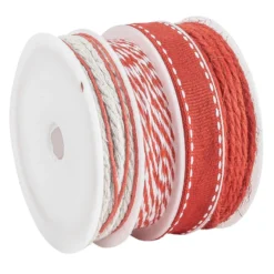 Geschenkband Mix, 1mm bis 10mm breit, versch. Designs, rot, 4 Rollen
