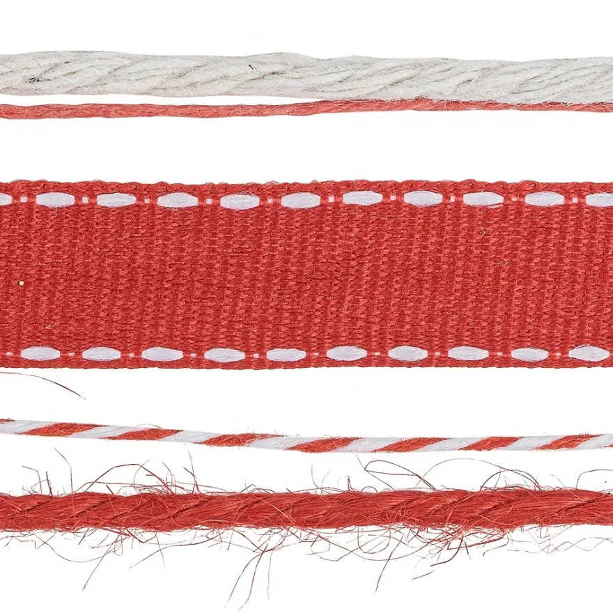 Geschenkband Mix, 1mm bis 10mm breit, versch. Designs, rot, 4 Rollen