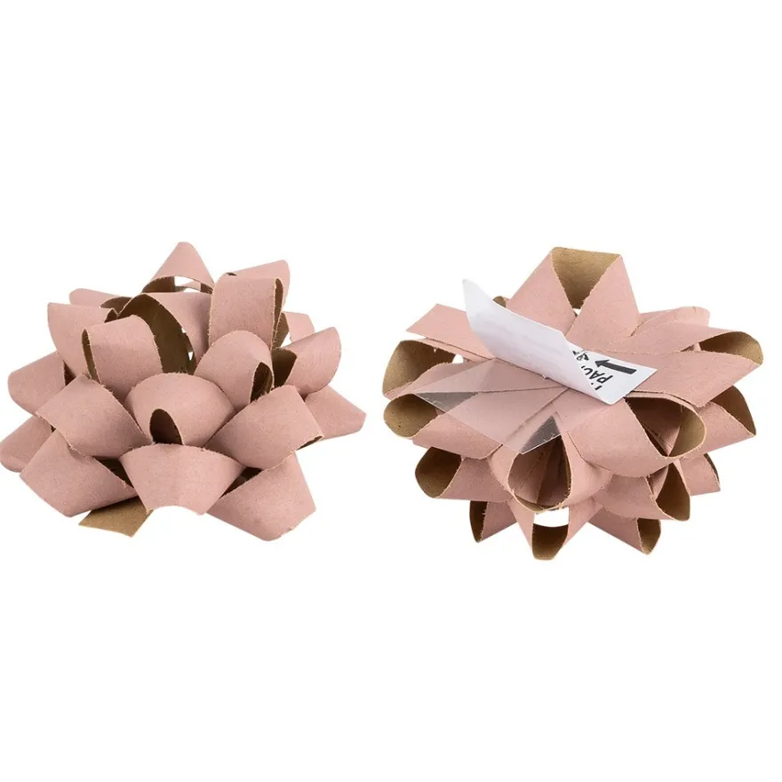 Geschenkband- & Schleifen-Mix, Jute & Kraftpapier, 2 Schleifen, 1 Geschenkband, Rosatöne