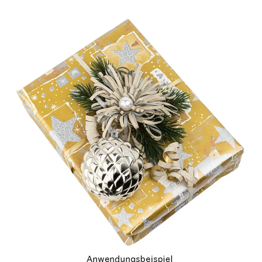 Geschenkband- & Schleifen-Mix, metallic, je 4 Schleifen & Geschenkbänder, verschiedene Farben