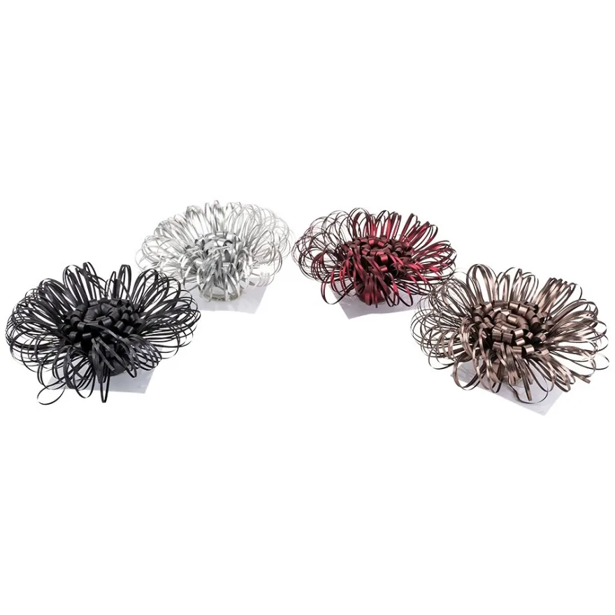 Geschenkband- & Schleifen-Mix, metallic, je 4 Schleifen & Geschenkbänder, verschiedene Farben