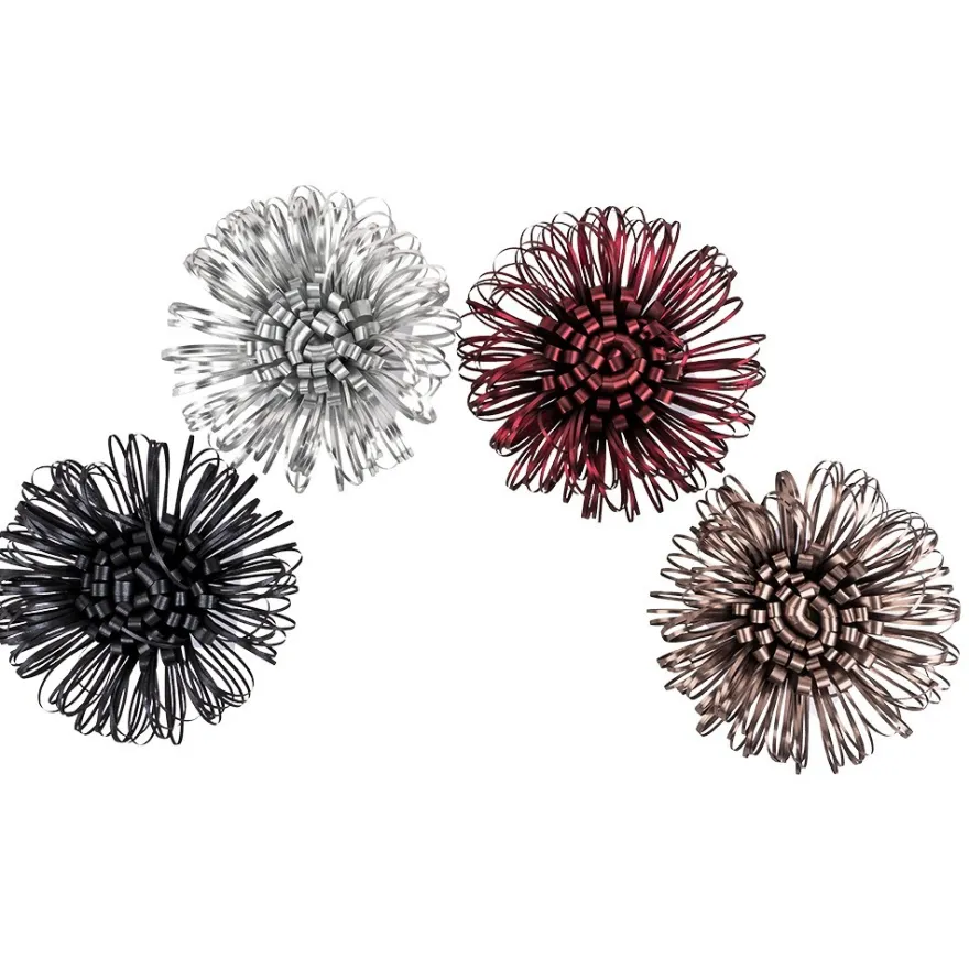 Geschenkband- & Schleifen-Mix, metallic, je 4 Schleifen & Geschenkbänder, verschiedene Farben