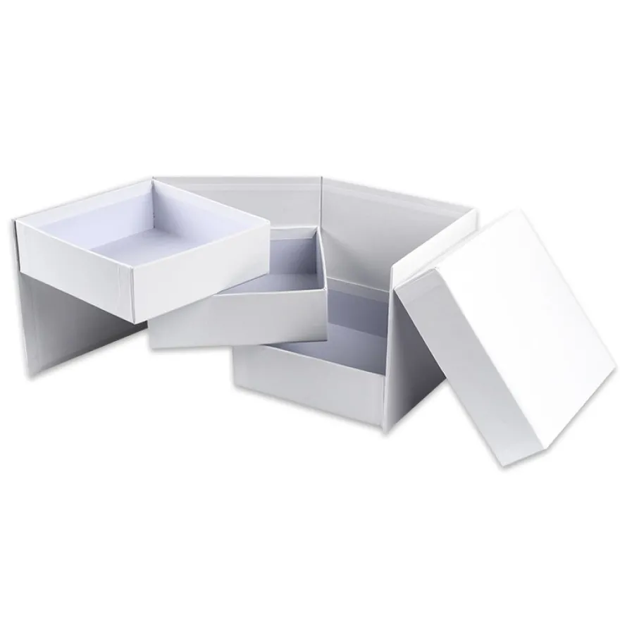 Geschenkbox, 13cm x 13cm x 12cm, mit 3 Innenfächern, seitlich aufklappbar
