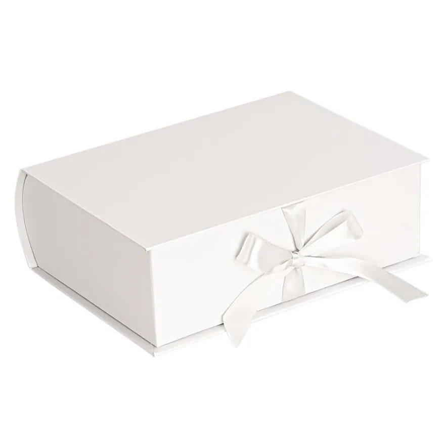 Geschenkboxen, Buch, 4 versch. Größen, mit Deckel, weiß, 4 Stück