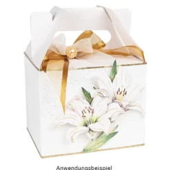 Geschenkboxen, Design 1, 11cm x 9cm x 14cm, 250 g/m², weiß, 10 Stück