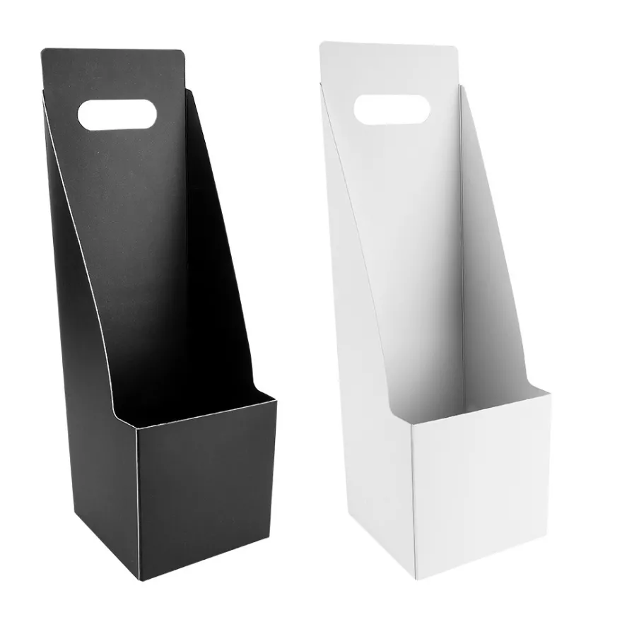 Geschenkboxen für Pflanzen, 11cm x 11cm, 35cm hoch, weiß, schwarz, 6 Stück