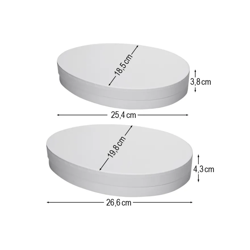 Geschenkboxen in Eiform, 2 versch. Größen, mit Deckel, weiß, 2 Stück
