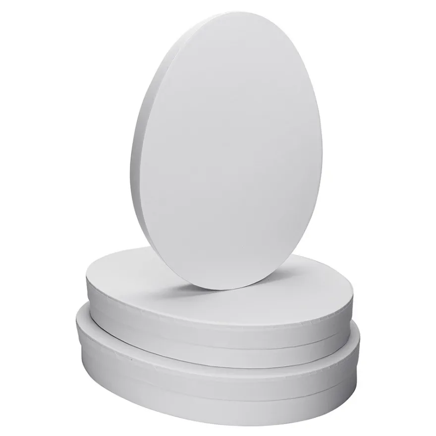 Geschenkboxen in Eiform, 3 versch. Größen, mit Deckel, weiß, 3 Stück