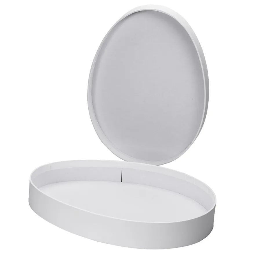 Geschenkboxen in Eiform, 3 versch. Größen, mit Deckel, weiß, 3 Stück